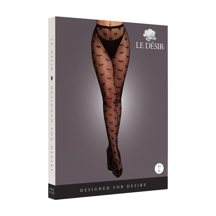 Le Désir Heart Patterned Tights Schwarz