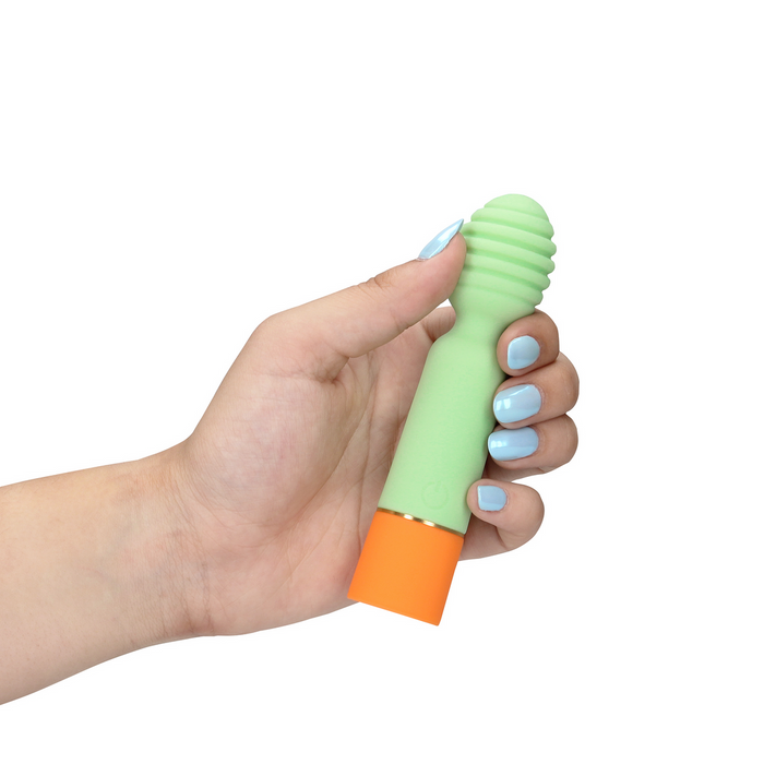 Ribbed Mini Vibrator With Usb Charger Spring Sage