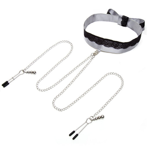 Fifty Shades of Grey Play Nice Satijnen Collar & Tepelklemmen