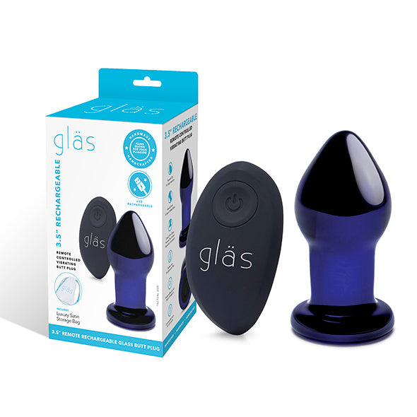 Glas Vibrerende Buttplug Met Afstandsbediening 9 cm