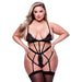 Baci Sexy Strappy Lace Teddy With Garters Black Queen