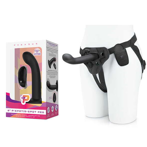 Pegasus Voorbind G-Spot Dildo Met Harnas Zwart 15 Cm